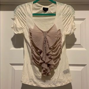Cream Deletta Anthropologie Ruffled Front Shirt